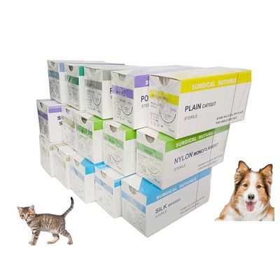 ราคาดี โรงพยาบาลสัตว์ PDO Chromic Catgut ไหม ไนลอน PGA 910 75 ซม. ไหมเย็บแผลผ่าตัดพร้อมเข็มปลอดเชื้อ สุนัข แมว สัตว์เลี้ยง ออนไลน์