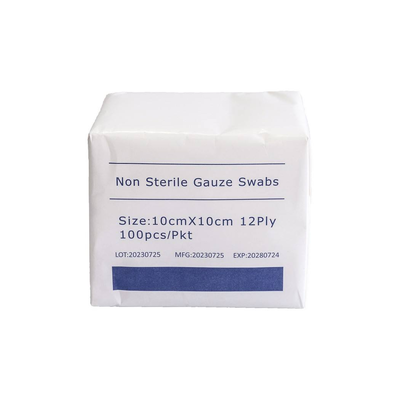ราคาดี ผ้าก๊อซทางการแพทย์สำหรับผ่าตัด แบบไม่ปราศจากเชื้อ ขนาด 10*10 ซม. 12 ชั้น ผ้าก๊อซ 40S 100 ชิ้น/ห่อ สำหรับใช้ในโรงพยาบาล ออนไลน์